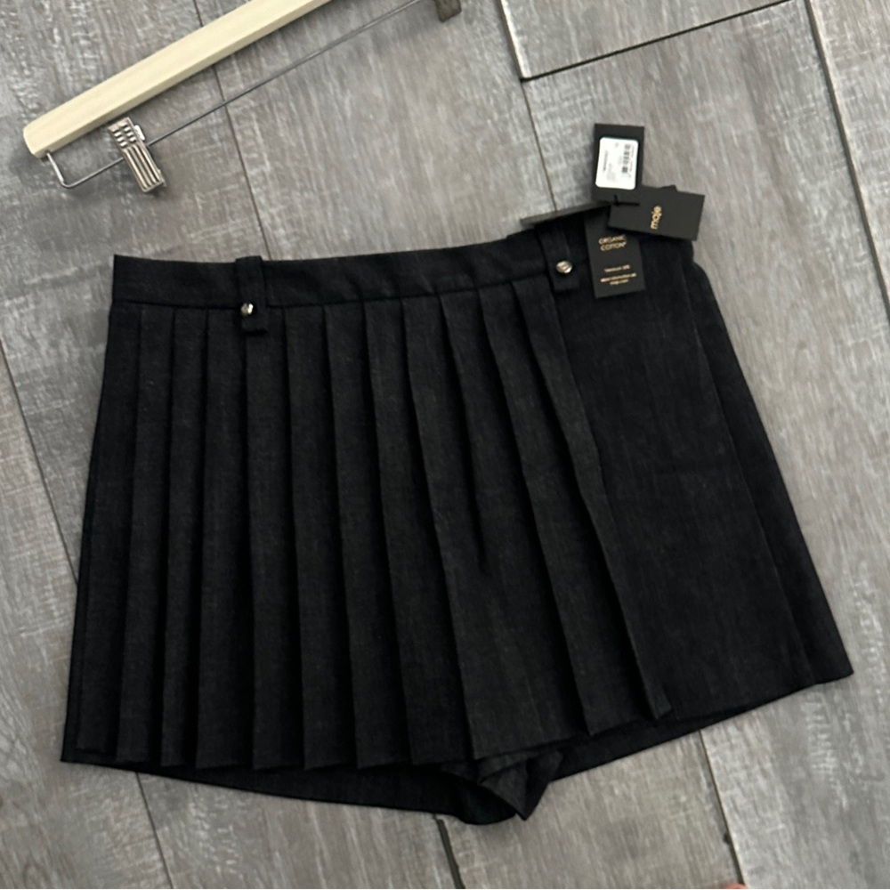 Maje Layered-effect pleated denim shorts - Picture 3 of 4